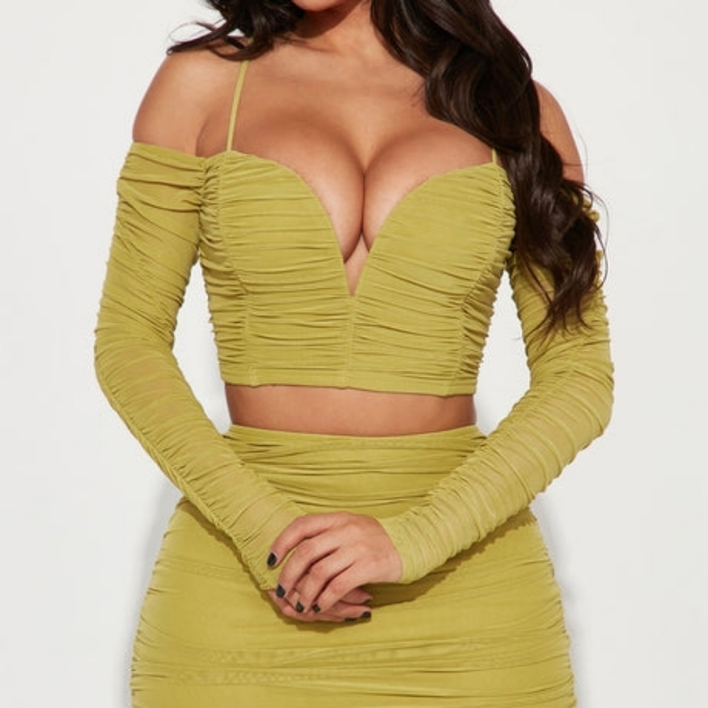 Adore Me Always Skirt Set - Chartreuse
